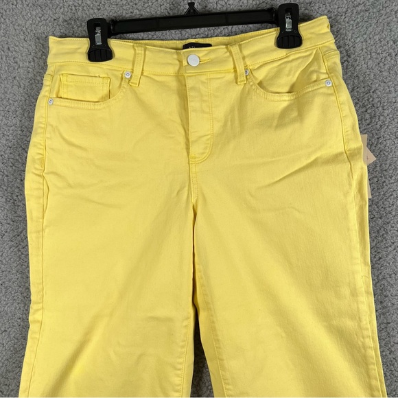 NYDJ Womens Wide Leg Denim Capri Size 8 Yellow Raw Hem Lift Tuck Technology New - Picture 8 of 10